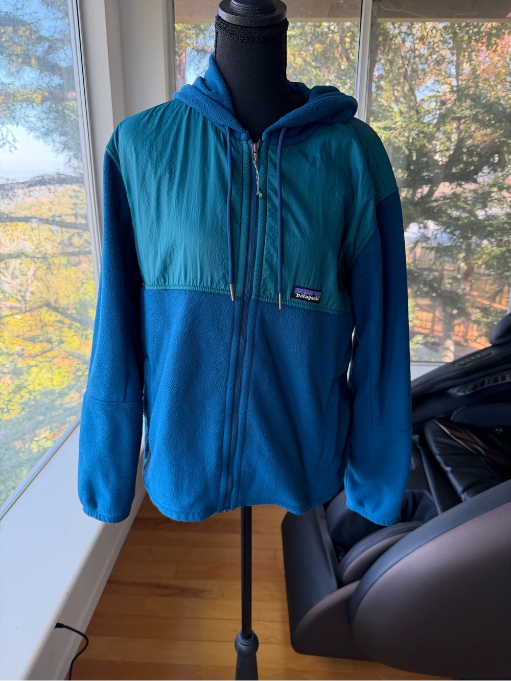 Patagonia Microdini Fleece Hoody Blue Teal Full Zip Jacket Medium
